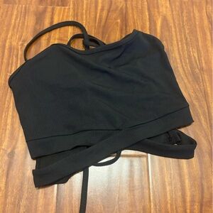 Black Ribbed Crop Tank Top